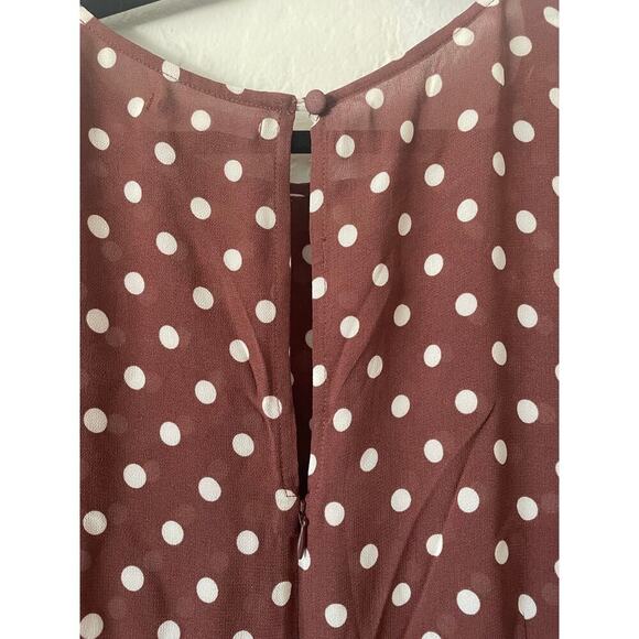 Reformation Doutzen Dress Polka Dot Ruffles Retro Feminine Chocolate Brown 22 - Picture 8 of 10